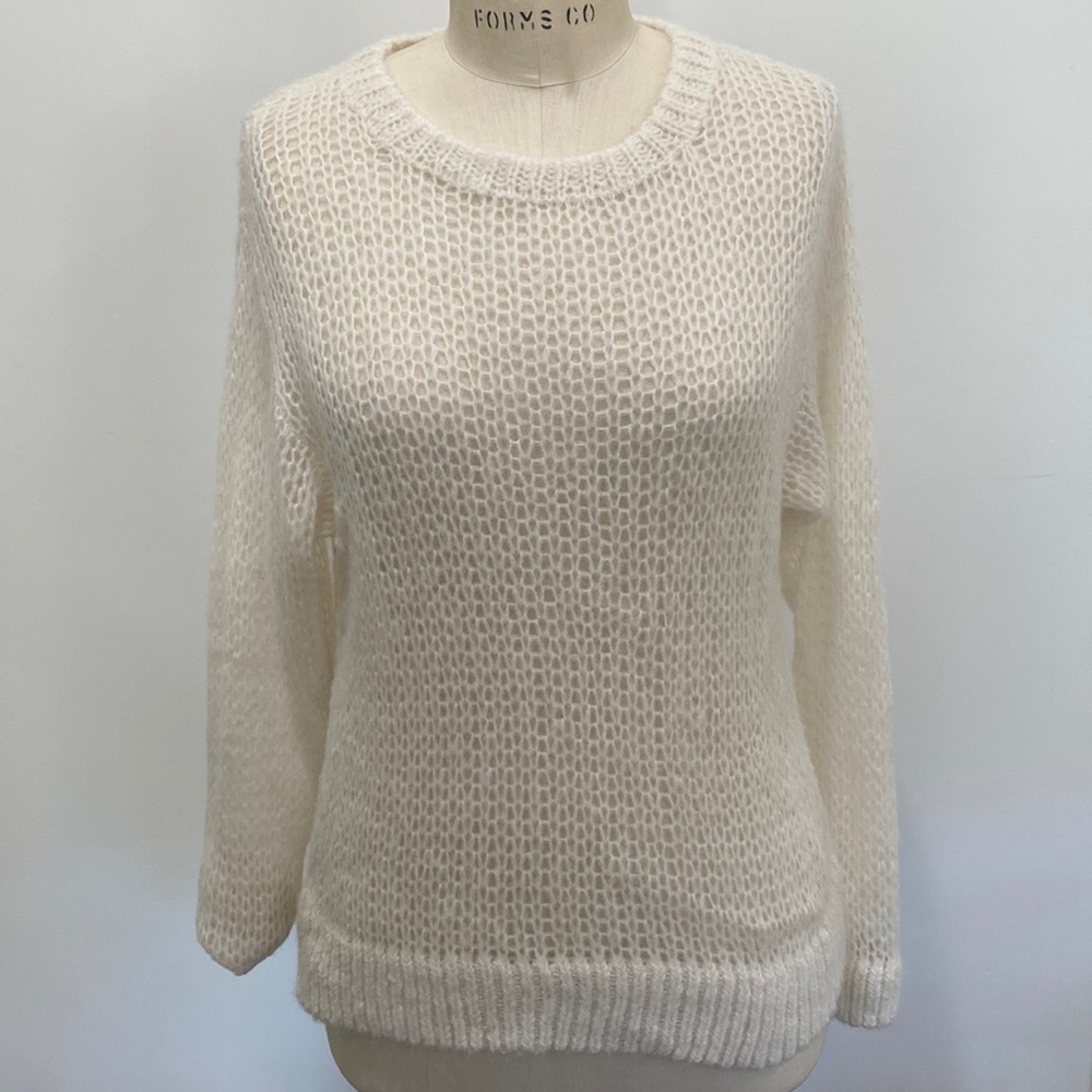 Free People ivory crewneck alpaca blend sweater Sz XS